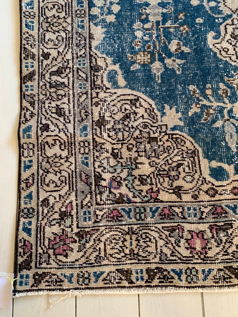 Turkish Oriental Rug Navy Blue Boho Rug 3.8x6.4ft Handmade Etsy