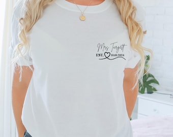 Wedding Shirt, Personalised Mrs Shirt, Honeymoon Shirt, Custom Matching Tee, Mrs To Be Tee, Couples T Shirt, Just Married Shirt, Bride Shirt