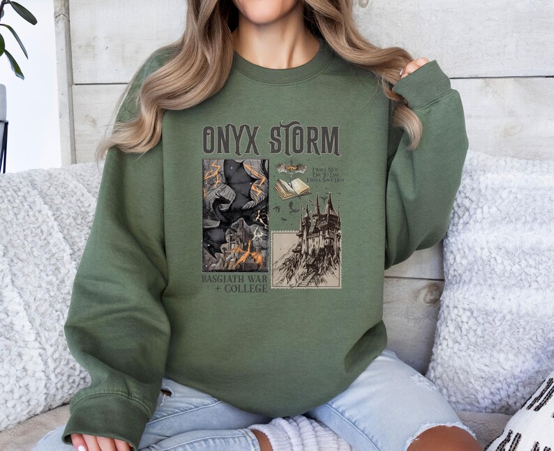 Onyx Storm-sweater, Andarna-sweater, Dragon Rider-trui, Fourth Wing-sweater, Fantasy-sweater, leesgrage sweater afbeelding 2