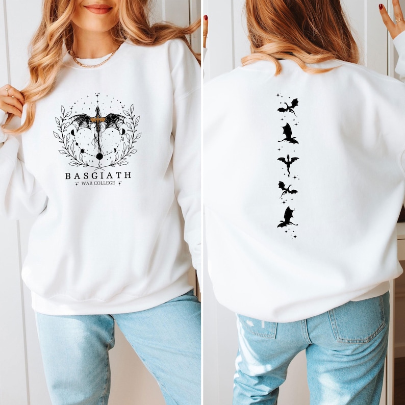 War College Sweatshirt, Book Lover Jumper, Basgiath War College, Dragon Rider Sweater, Fourth Wing Sweater, Gifts For Readers, Fantasy Top image 1