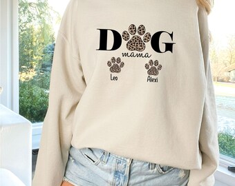 Sweatshirt hond mama, cadeau hondenliefhebber, trui hond mama, aangepaste hondentrui, luipaardprint, cadeau hond mama, cadeau hondeneigenaar, cadeau hond, wandelen cadeau hond