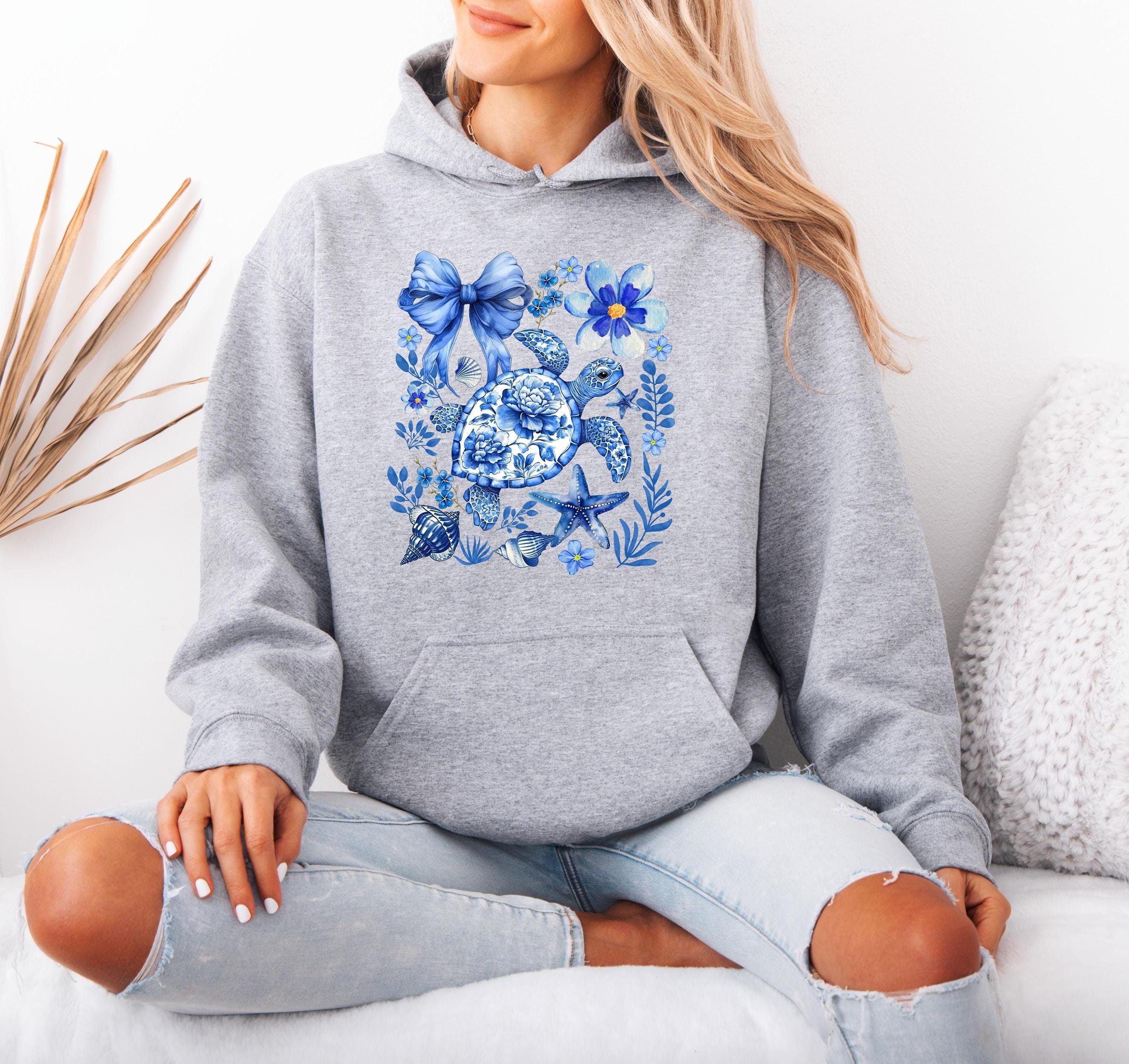 Felpa Con Cappuccio Donna 3D - Stampata Con Tartaruga Marina, Morbida In Poliestere, Pullover Casual Con Tasca A Canguro