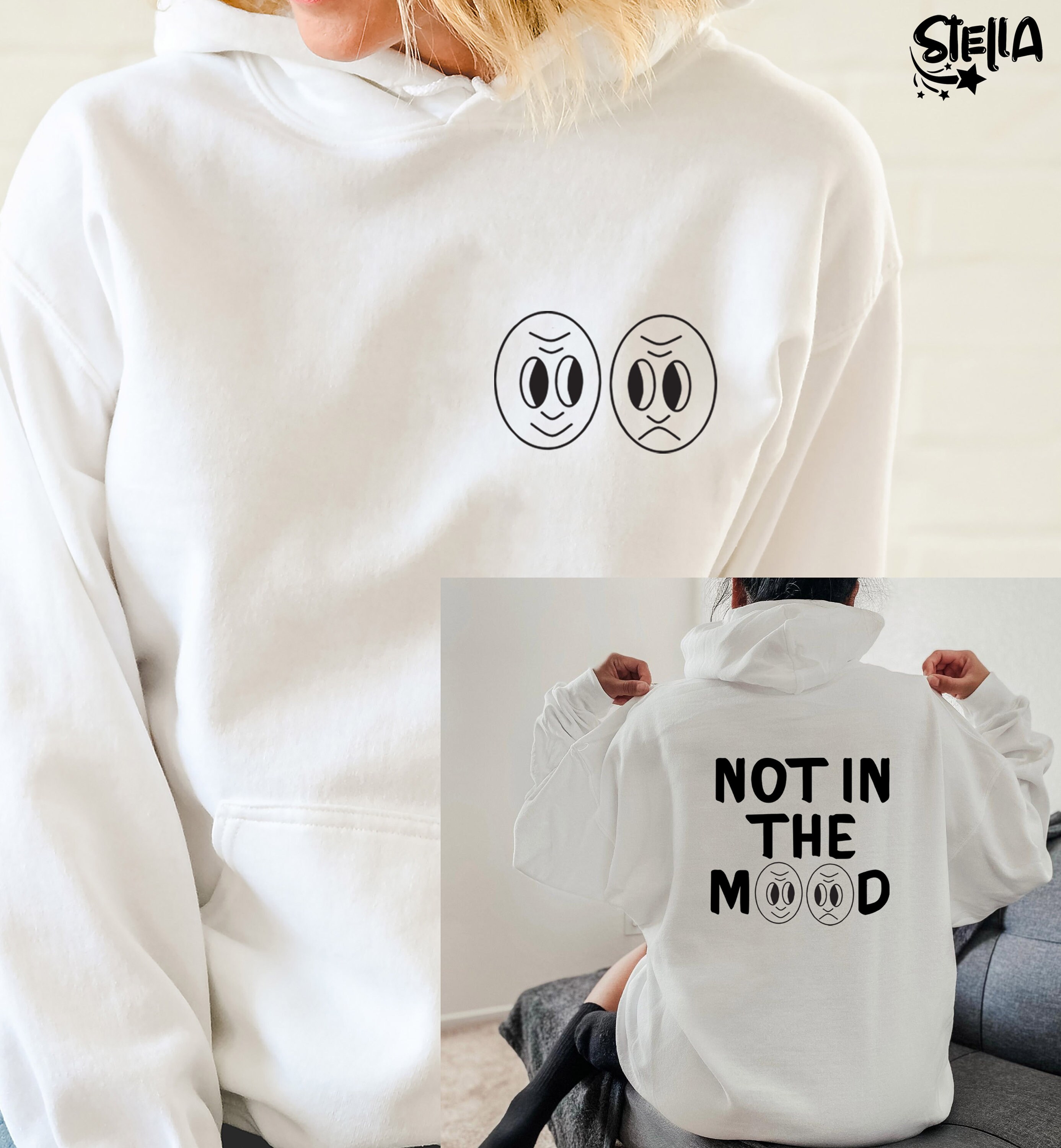 Smiley Face Hoodie Not in the Mood Sweatshirt Aesthetic Hoodie Trendy Oversized Hoodie Japanese Streetwear Korean Fashion Christmas Etsy UK