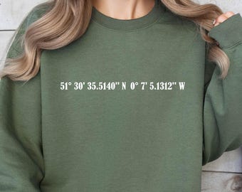 Coordinate Gift, Coordinate Sweatshirt, Couple Sweatshirt, Location Gift, Funny Valentines, Location Jumper, Personalised Couple