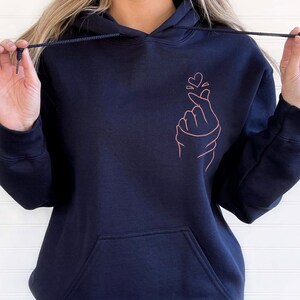 Finger Heart Hoodie, Love Hoodie, Love Yourself Hoodie, K-Pop Hoodie, K-Drama Hoodie, Korean Finger Sweatshirt, K Pop Gift, Finger Heart Top image 4