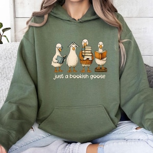 Bara en boklig gås-hoodie, boklig gås-hoodie, fånig gås-hoodie, bokmal-hoodie, boknörd-tröja, bokälskare-hoodie, lärarpresenter