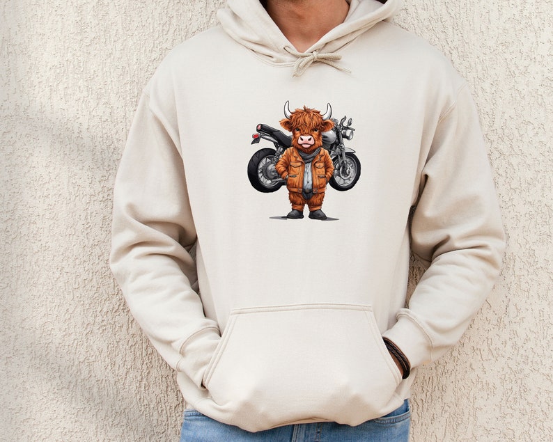 Motorbike Hoodie, Highland Cow Hoodie, Motorcycle Hoodie, Ride Jumper