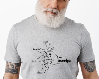 Grandpa Shirt, Custom Papa Shirt, Personalised Name, Fist Bump Shirt, Grandchild names, Kids Name Shirt, New Papa Gift, Grandpa To Be Gift