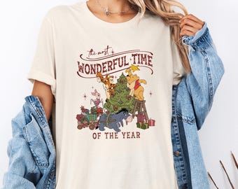Disney Christmas Shirt, It's Most Wonderful Time, Winnie The Pooh Shirt, Christmas T Shirt, Disneyland Shirt, Disneyworld Shirt, Xmas Tee