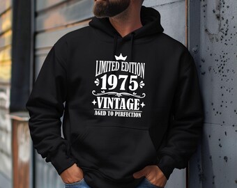 Aged to Perfection Hoodie, Vintage Hoodie, Limited 1985 Hoodie, Limited Edition Top, Mens Birthday, 1975 Hoodie, 60th Birthday Gift