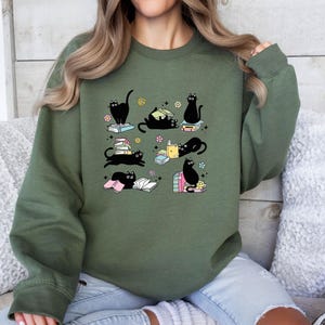 Cats and Books Sweatshirt, Bookish Gifts, Pets Sweatshirt, Cat Lover Gift,  Bookworm Sweater, Funny Cat Jumper, Book Club Sweater