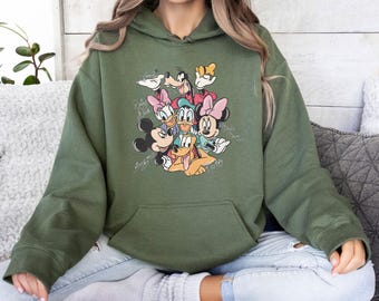 Disney Friends-hoodie, Mickey and Friends-hoodie, Disney Family-trui, Disney World-hoodie, Goofy-hoody, retro cartoonhoodie