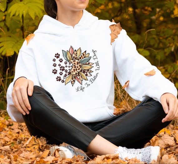 Dog Lover Hoodie, Dog Lover Gift, Dog Mom Jumper, Sunflower Hoodie, Dog Walking Hoodie, Dog Mum Gift, Dog Owner Gift, Sunflower Gifts