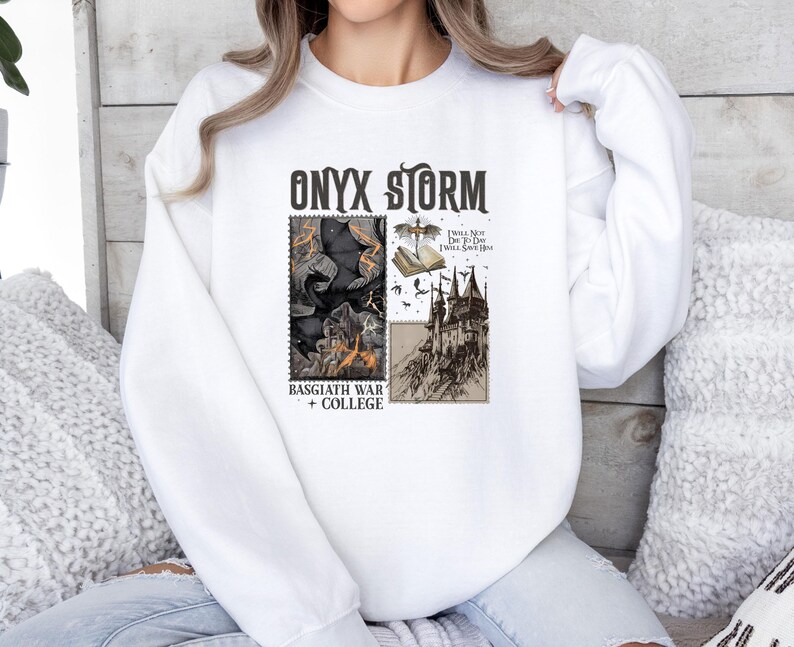 Onyx Storm-sweater, Andarna-sweater, Dragon Rider-trui, Fourth Wing-sweater, Fantasy-sweater, leesgrage sweater afbeelding 3