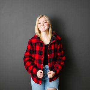 Quilted Buffalo Plaid Flannel Jacket; Handmade