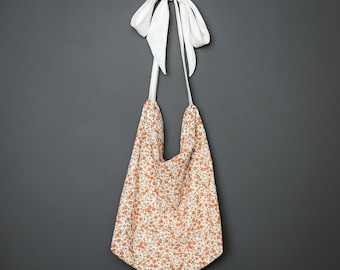 Tote Bag With Bow Tie Strap; Handmade