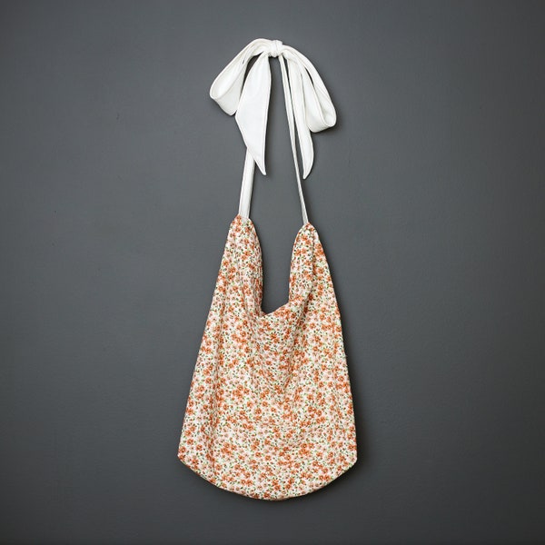 Tote Bag With Bow Tie Strap; Handmade