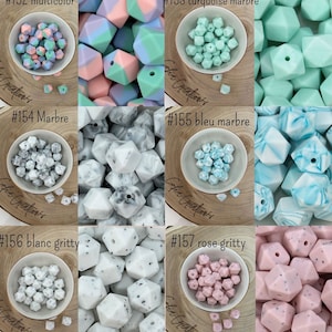 Hexagonal silicone beads - Loose beads - 14 mm - BPA free - Color beads