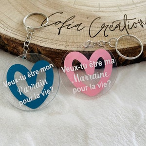 Personalized keychain - Birth announcement - Godfather / Godmother - Do you want to be my godfather? my godmother?