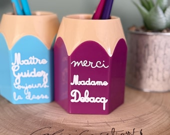 End-of-year gift for teachers and teaching assistants - Personalized pencil holder - School gift idea