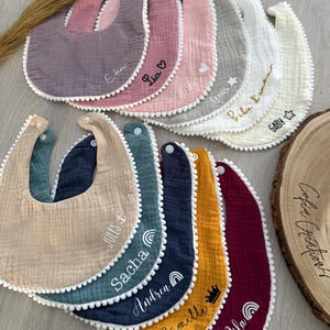 Personalized bib - Cotton gauze bib - Birth gift