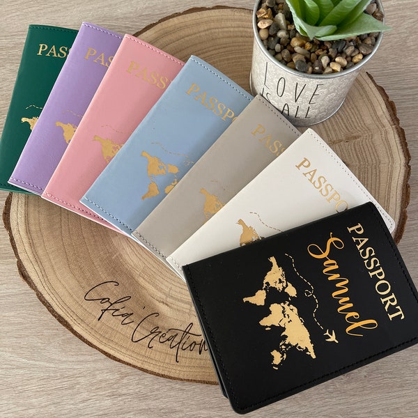 Protège passport personnalisé - Pochette passeport - Housse passport - Etui passport - idée cadeau - cadeau voyage