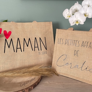 Personalized burlap bag - Personalized tote bag - Tote bag - Mother&#39;s Day gift - Gift for Mom, Grandma, Godmother, Auntie