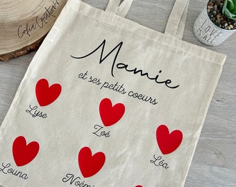 Personalized tote bag grandma and her little hearts - Grandmother's Day gift - gift idea - Grandma's Day - Mother's Day