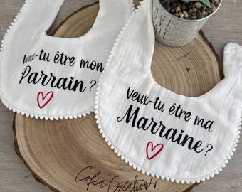 Godparent Request - Future Godparent Bib - Baby Gift - Godparent Announcement