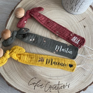 Personalized fabric pacifier clip - Fabric pacifier clip - Birth gift