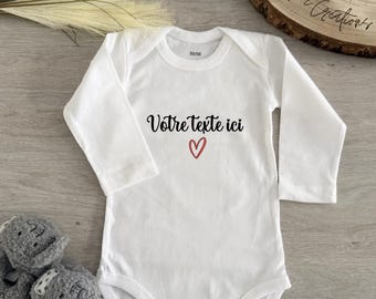 Body Bébé Personnalisé Texte Libre – Body Blanc Naissance Personnalisable – Annonce Grossesse & Cadeau Unique