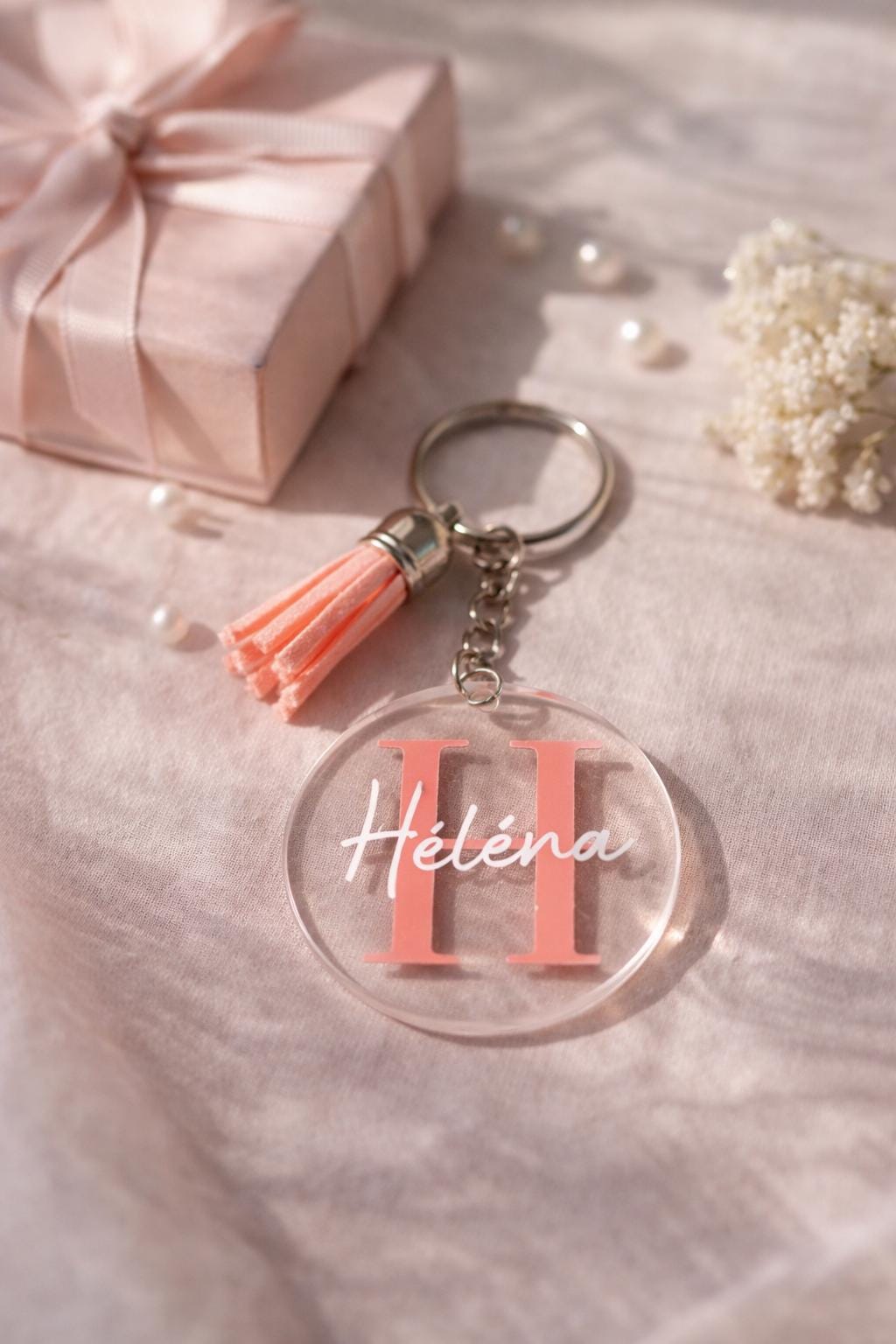 30 Pièces Porte-Clés Éléphant Rose Baby Shower - Cadeaux Invités Baptême Avec Sacs Et Cartes De Remerciement