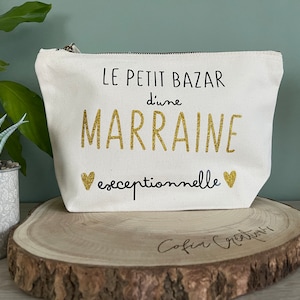 Manahia Pochette Cadeau Marraine - Ma p'tite pochette de marraine de  compet' - 100% Coton - Annonce Future Marraine - Noël Marraine - Trousse de