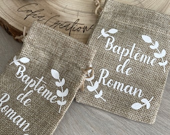 Pochons personnalisés 10x14 pour dragées - cadeau invité mariage, baptême, communion taille 10x14 cm