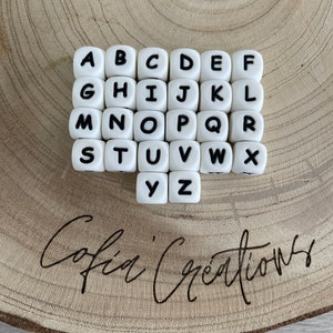Letras do alfabeto de silicone - Contas de letras de silicone 12 mm