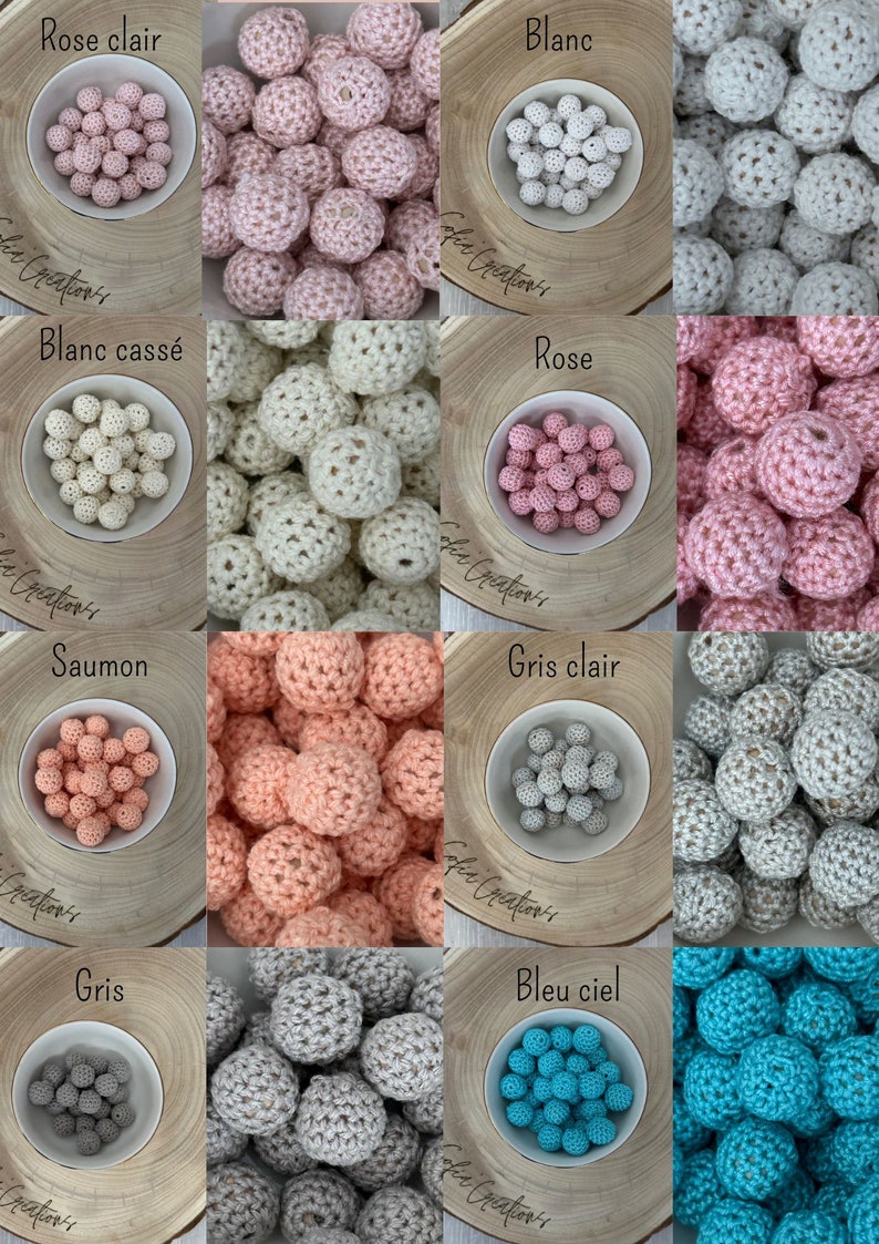 Crochet beads 16 mm Beads for pacifier clip image 1