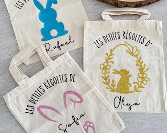 Sac de pâques personnalisé - Sac lapin personnalisé - Cadeau Pâques enfant - Chasse aux oeufs - Tote bag personnalisé