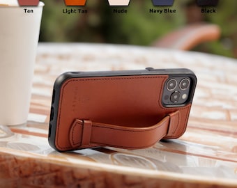 Leather Case iPhone 13 , Phone case Initials Engraving, Monogram Engraved, Premium Leather Case - Vegan Tanned, Gift for him