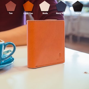 Ledergeldbörse, Vegane Gerbung, Börse/Portemonnaie, Slim Wallet, RFID Sicher, Blocking Card, Personalisierung, Licht Tan