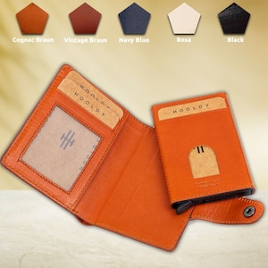 Kartenetui aus Leder, Vegan gegerbt, Brieftasche/Portemonnaie mit Personalisierung, Slim Wallet, RFID Sicher, perfektes Geschenk