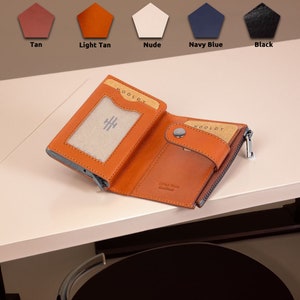 Porte-cartes en cuir, Vegan Tanned, Portefeuille avec personnalisation, Portefeuille mince, RFID Secure, Light Tan