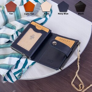 Kartenetui aus Leder, Vegan gegerbt, Brieftasche/Portemonnaie mit Personalisierung, Slim Wallet, RFID Sicher, Navy Blue