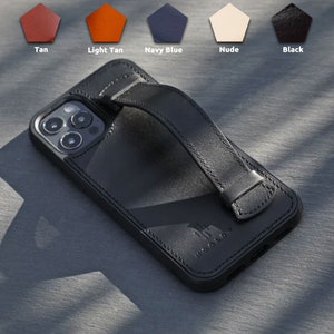 Étui de téléphone en cuir premium IPHONE 12 avec dragonne intégrée, étui de téléphone iPhone 12, étui pour smartphone, bronzage végétalien, cadeau parfait