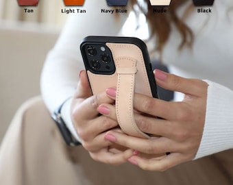 Leather Case iPhone 13 , Phone case Initials Engraving, Monogram Engraved, Premium Leather Case - Vegan Tanned, Gift for him