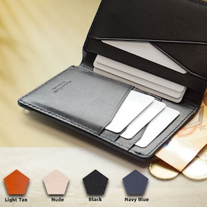 Geldbörse aus Leder, Vegan gegerbt Brieftasche/Portemonnaie mit Personalisierung, Slim Wallet, RFID Sicher, perfektes Geschenk