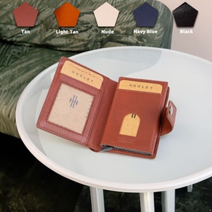 Kartenetui aus Leder, Vegan gegerbt, Brieftasche/Portemonnaie mit Personalisierung, Slim Wallet, RFID Sicher, Tan