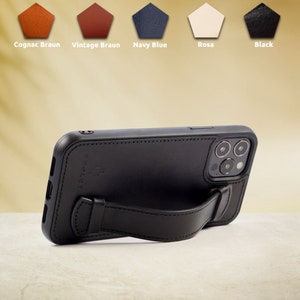 Étui de téléphone en cuir premium IPHONE 12 avec dragonne intégrée, étui de téléphone iPhone 12, étui pour smartphone, bronzage végétalien, cadeau parfait