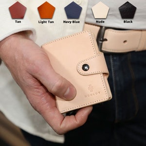 Kartenetui aus Leder, Vegan gegerbt, Brieftasche/Portemonnaie mit Personalisierung, Slim Wallet, RFID Sicher, perfektes Geschenk