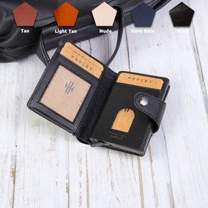 Kartenetui aus Leder, Vegan gegerbt, Brieftasche/Portemonnaie mit Personalisierung, Slim Wallet, perfektes Geschenk, Black