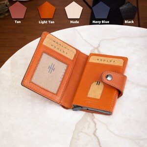 Kartenetui aus Leder, Vegan gegerbt, Brieftasche/Portemonnaie mit Personalisierung, Slim Wallet, RFID Sicher, Light Tan